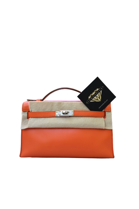 Kelly Pochette Orange H Palladium Hardware Swift □M