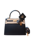 Kelly 25 Noir Gold Hardware Epsom D