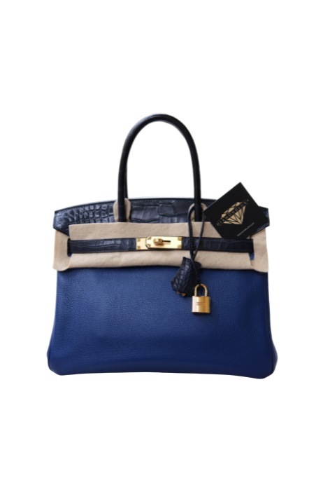 Birkin 30 Touch Croco Bleu Saphir / Bleu Marine (almost black) Rose Gold Hardware Matte Y